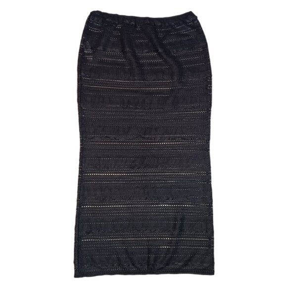 Pretty Little Thing Womens Size 8 Maxi Skirt Black Low Waist Petite Mesh - Picture 4 of 8